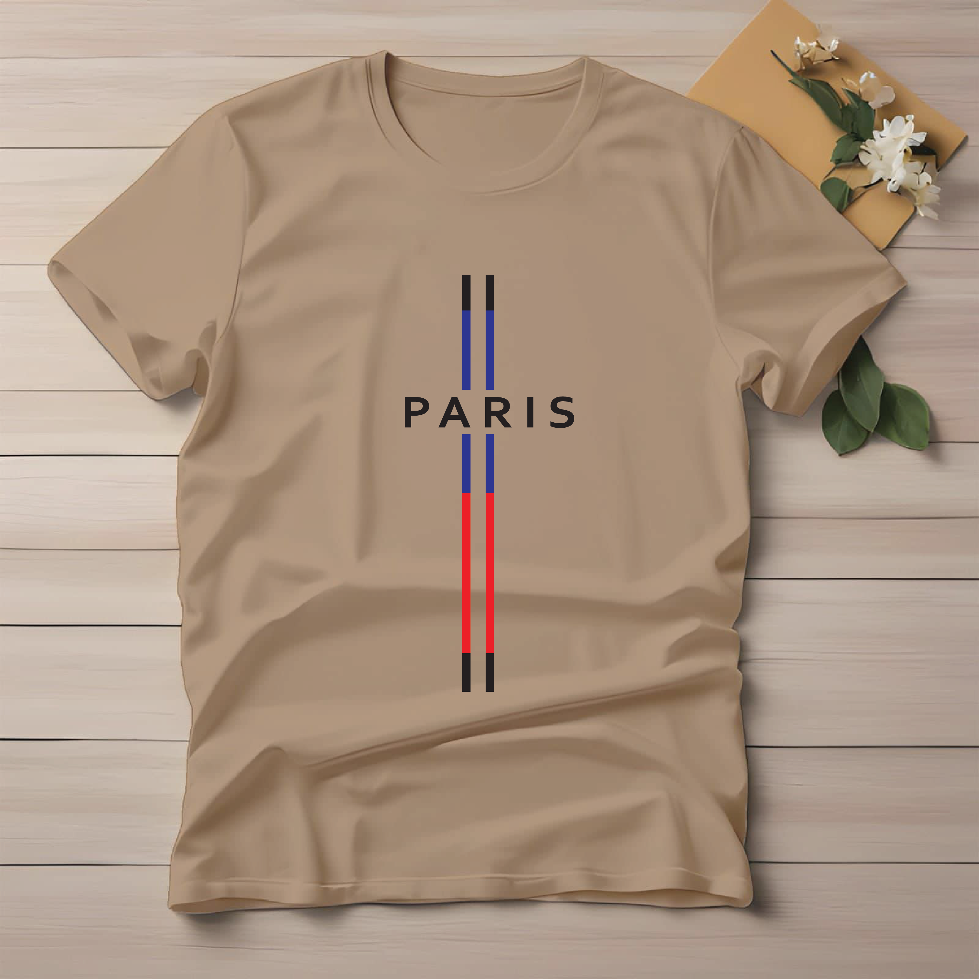 Half Sleeve t-shirt print PARIS vertical line