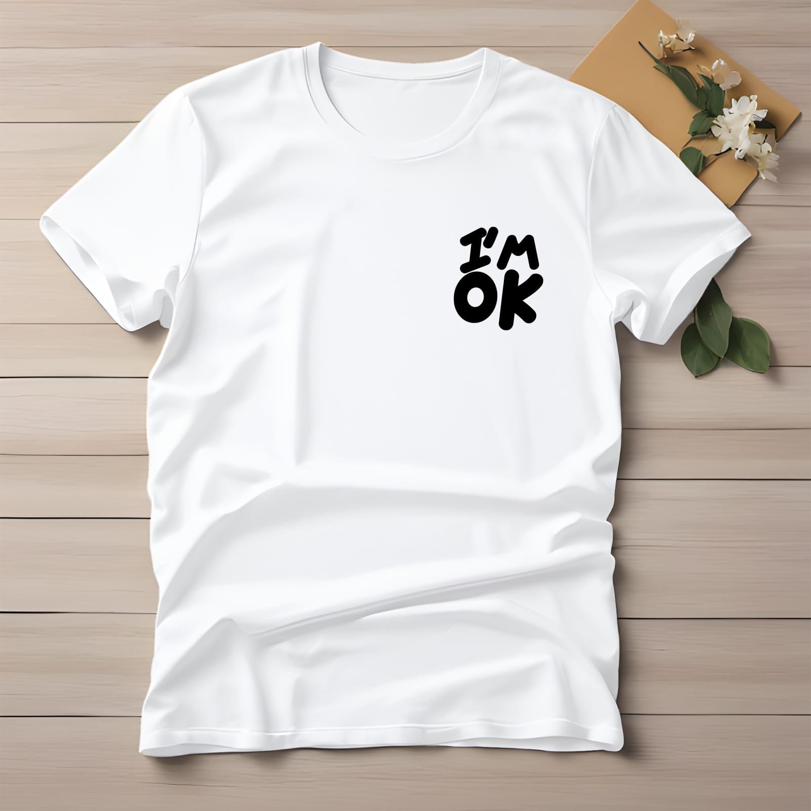Half Sleeve t-shirt print I'M OK